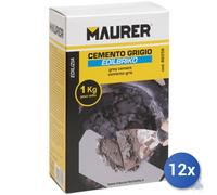 12x CEMENTO GRIGIO MAURER EDILBRIKO SCATOLA KG 1