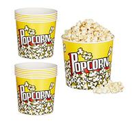 12x Ciotola Pop Corn, Set di Secchi, Secchielli per Popcorn in Plastica, Riutilizzabile, 2,8 L Volume, Retrò, Giallo