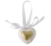 12X Decorazione BOMBONIERA Cuore in porcellana bianco e oro 4 cm 1F83