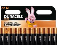 12X Duracell AA Plus Power Boost Fino al 150% di Durata Extra (1 Blister Da 12 Batterie) 12 Pile Stilo (MN1500)