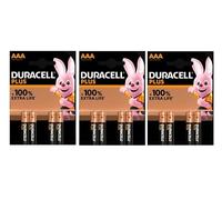12X Duracell AAA Plus Alcalina (3 Blister Da 4 Batterie) 12 Pile Mini Stilo