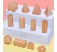 12x Forme 3D Solidi Geometrici Giocattolo di Legno Sviluppo Prescolare Aula