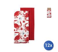 12x H&H Confezioni 2 strofinacci Coral in cotone e poliestere cm 38x63