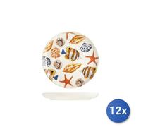 12x H&H Piatto frutta Playa in stoneware decorato cm 20