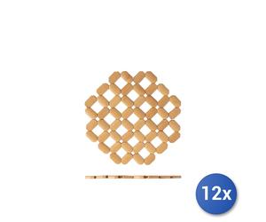 12x H&H Sottopentole in legno naturale di bambù forma ottagonale cm 19x19.