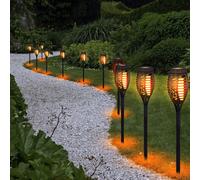 12x LED Solare Giardino Plug-In Luci Effetto Fuoco Esterno Deco Balcone Fiaccola