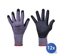 12x Maurer Guanti Filati In Nylon Palmo Microschiuma Nitrile Nero Traspiranti 11