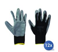 12x Maurer Guanti Neri Spalmatura In Nitrile Grigio Misura 10 - Xl