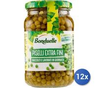 12x Multipack Piselli Bonduelle Extra Fini Vetro Gr 370