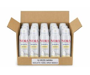 12x Nidra Deolatte Spray Bianco 150ml Deodorante 48h Zero Macchie Corpo