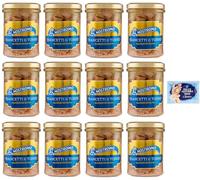 12x Nostromo Trancetti di Tonno all'Olio di Oliva,Pesce in Scatola,Barattolo Vetro da 180g + 1 Confezione di Talco Felce Azzurra in omaggio, Busta da 100g