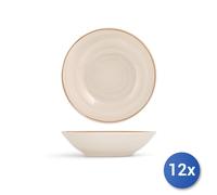 12x Piatti Fondi H&H bianco perla in ceramica con dimensioni di cm 21x21x6