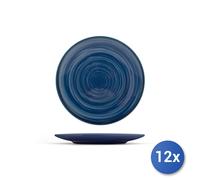 12x Piatti frutta H&H blu in ceramica con dimensioni di cm 20x20x2