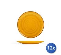 12x Piatti frutta H&H giallo ocra in ceramica con dimensioni di cm 20x20x2