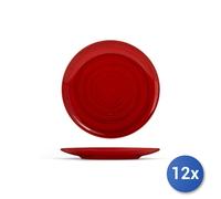 12x Piatti frutta H&H rosso in ceramica con dimensioni di cm 20x20x2