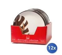 12x Piatti Frutta In Stoneware, Bianco, Arancio, Marrone, 19Cm, Calathea