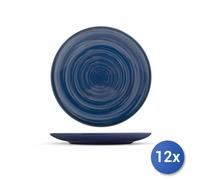 12x Piatti Piani H&H blu in ceramica con dimensioni di cm 27x27x3