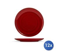 12x Piatti Piani H&H rosso in ceramica con dimensioni di cm 26x26x3