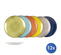 12x Piatti Piani In Stoneware Caribe, Assortiti, 26Cm