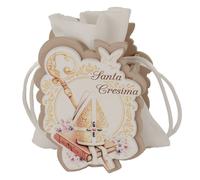12X PREGO Scatolina legno portaconfetti SANTA CRESIMA 8 cm BOMBONIERA 1F5X