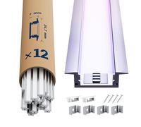 12x Profilo Alluminio per Strisce LED 2M (20mt) - Canalina per Striscia LED con Copertura Opaca - Dimensioni L2000x27.2 x 15mm - Compatibile con Strisce LED fino a 15.3mm