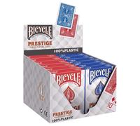 12x Rosso/Blu Mazzi Bicycle Prestige 100% Plastica Jumbo Poker Carte da Gioco