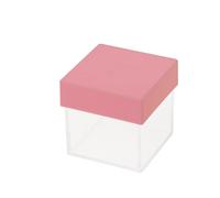 12X Scatola Plexi portaconfetti 5x5 cm con TAPPO ROSA bomboniera 1CE3