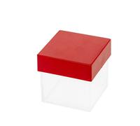 12X Scatola Plexi portaconfetti 5x5 cm con TAPPO ROSSO bomboniera LAUREA 1CE5