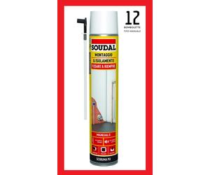 12x SCHIUMA ESPANSA POLIURETANICA MULTIUSO MANUALE CON BECCUCCIO 750ml SOUDAL
