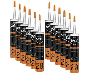 12x Sigillante Multiuso Silicone Acrilico Bianco Verniciabile 310ml