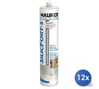12x SIGILLANTE SILICONICO NEUTRO MAURER SILICFORT-S PER SPECCHI TRASPARENTE ML