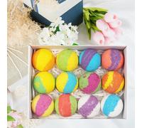 12x SPA Bubble Bath Fizzy Salt Oli essenziali Bath Bomb Balls Gift Set Kit