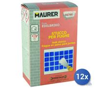 12x STUCCO BIANCO IN POLVERE MAURER EDILBRIKO PER FUGHE SCATOLA KG 1