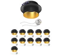 ledscom.de 12 pz. cornice per montaggio a soffitto KRON, rotonda, nero/oro opaco (GU10/MR16/GU5,3/50mm) incl. presa GU10