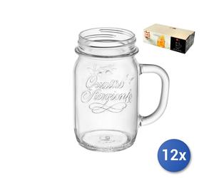 12x Vasi 4 Stagioni Con Manico Trasparente Cl 41,5 Senza Capsule Bormioli Rocco