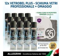 12x VETROBEL PLUS Allegrini Schiuma Vetri 400ml + Panno Microfibra CLENDY Omaggi