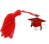 12X ZAMA Ciondolo metallo tocco rosso LAUREA con nappina BOMBONIERA