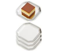 12x12 cm quadrati Piattini da antipasto, in acciaio inox Piccoli piatti,Set di 4, argento,Dessert Piatti per Sushi, Frutta forno/Lavabile in lavastoviglie