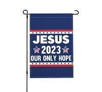 12x18 Gesù 2023 La nostra unica speranza Bandiera da giardino Targa in tela bifacciale Cristo Gesù 2023 Bandiera da cortile Christian God Bless America Casa Prato Bandiera Senza supporto per bandiera