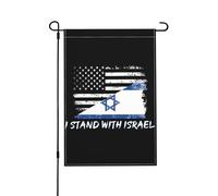 12x18 We I Stand With Israele Bandiera da giardino in tela da imballaggio Doppia faccia Bandiera americana Israele Bandiera Prega per Israele Forte bandiera da giardino In questa casa Sosteniamo la