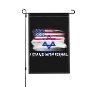 12x18 We I Stand With Israele Bandiera da giardino in tela da imballaggio Doppia faccia Bandiera americana Israele Bandiera Prega per Israele Forte bandiera da giardino In questa casa Sosteniamo la