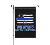 12x18 We I Stand With Israele Bandiera da giardino in tela da imballaggio Doppia faccia Bandiera americana Israele Bandiera Prega per Israele Forte bandiera da giardino In questa casa Sosteniamo la