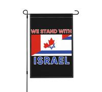 12x18 We I Stand With Israele Bandiera da giardino in tela doppia faccia Canada Bandiera Israele Bandiera Prega per Israele Forte bandiera da giardino In questa casa Sosteniamo la bandiera di Israel