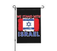 12x18 We I Stand With Israele Bandiera da giardino in tela doppia faccia Canada Bandiera Israele Bandiera Prega per Israele Forte bandiera da giardino In questa casa Sosteniamo la bandiera di Israel