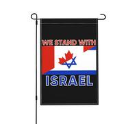 12x18 We I Stand With Israele Bandiera da giardino in tela doppia faccia Canada Bandiera Israele Bandiera Prega per Israele Forte bandiera da giardino In questa casa Sosteniamo la bandiera di Israel