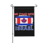 12x18 We I Stand With Israele Bandiera da giardino in tela doppia faccia Canada Bandiera Israele Bandiera Prega per Israele Forte bandiera da giardino In questa casa Sosteniamo la bandiera di Israel
