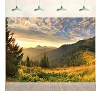 12x8ft Montagna Paesaggio Sfondo Paesaggio Natura Tramonto Montagne Alberi Verdi Foresta Fotografia Sfondo Campeggio Decorazioni a Tema Bambini Adulti Ritratti All'aperto Foto Studio Puntelli