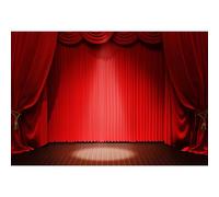 12x8ft Theater Red Stage Backdrop Stage Spotlights Wooden Floor Red Curtains Backdrop Photography Background Prom Birthday Party Wedding Children Adults Portraits Decor Banner Photo Props(8x6')