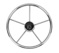 13 1/2 Inch Marine Steering Wheel 5 Spoke 25 Degree Stainless Steel Boat Steering Wheel with Center Cap and Grip for Boats Yachts Speedboats and Ships