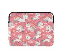 13-14 pollici borsa della cassa del computer portatile, borse del computer sveglio con la chiusura lampo per il lavoro di viaggio, senza soluzione di continuità unicorno rosa modello illustrazione